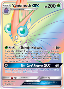 Venomoth-GX z edície Unbroken Bonds, karta č.216