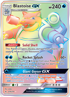 Blastoise-GX z edície Unbroken Bonds, karta č.218