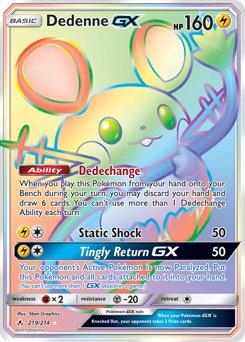 Dedenne-GX z edície Unbroken Bonds, karta č.219