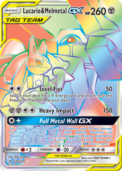 Lucario & Melmetal-GX z edície Unbroken Bonds, karta č.224