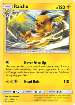 Raichu z edície Unbroken Bonds, karta č.55