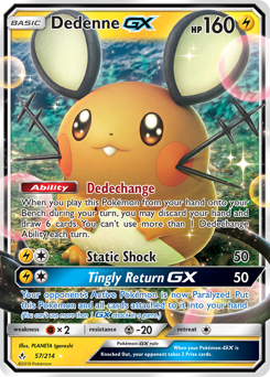 Dedenne-GX z edície Unbroken Bonds, karta č.57