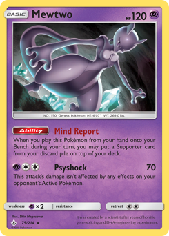 Mewtwo z edície Unbroken Bonds, karta č.75