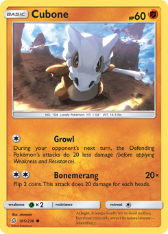 Cubone z edície Unified Minds, karta č.105