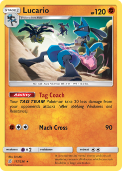 Lucario z edície Unified Minds, karta č.117