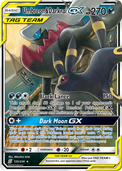Umbreon & Darkrai-GX z edície Unified Minds, karta č.125