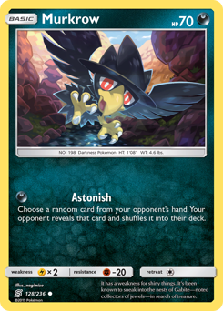 Murkrow z edície Unified Minds, karta č.128