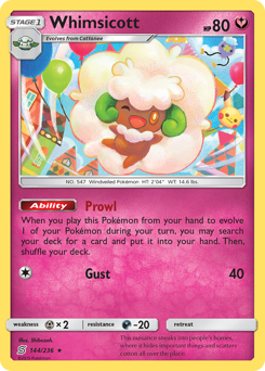 Whimsicott z edície Unified Minds, karta č.144