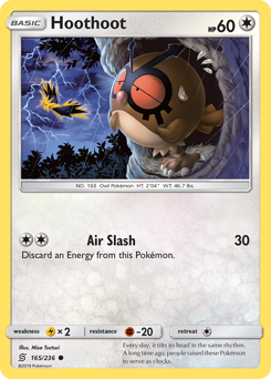 Hoothoot z edície Unified Minds, karta č.165