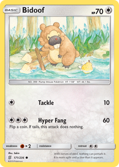 Bidoof z edície Unified Minds, karta č.171