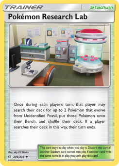 Pokémon Research Lab z edície Unified Minds, karta č.205