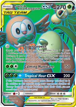 Rowlet & Alolan Exeggutor-GX z edície Unified Minds, karta č.214