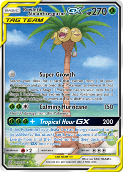 Rowlet & Alolan Exeggutor-GX z edície Unified Minds, karta č.215