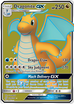 Dragonite-GX z edície Unified Minds, karta č.229