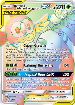 Rowlet & Alolan Exeggutor-GX z edície Unified Minds, karta č.237