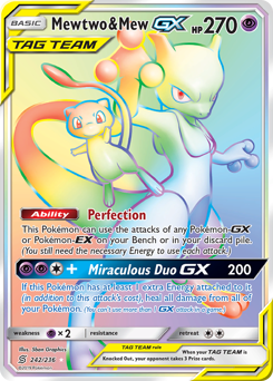 Mewtwo & Mew-GX z edície Unified Minds, karta č.242