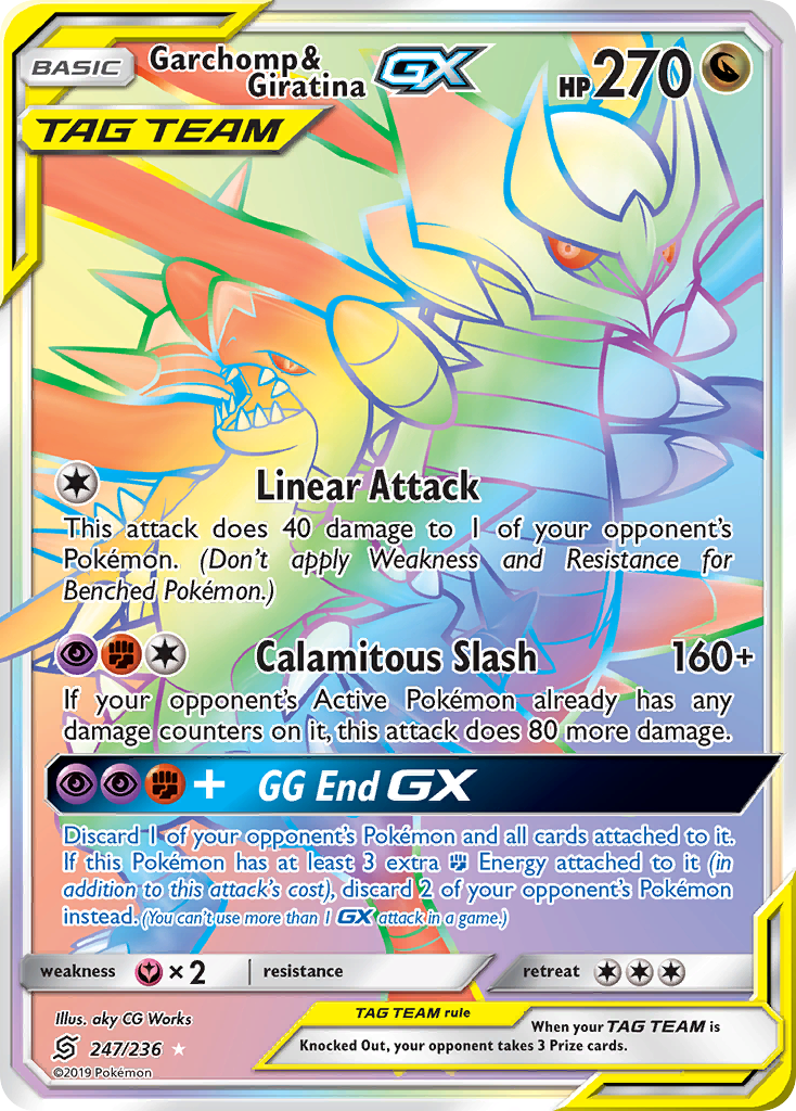 Garchomp & Giratina-GX z edície Unified Minds, karta č.247