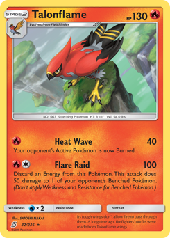 Talonflame z edície Unified Minds, karta č.32
