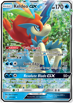 Keldeo-GX z edície Unified Minds, karta č.47