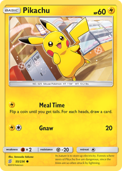 Pikachu z edície Unified Minds, karta č.55