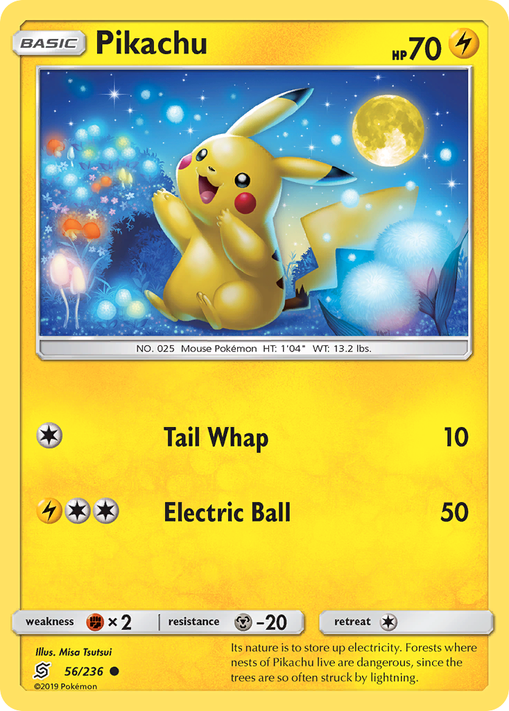 Pikachu z edície Unified Minds, karta č.56