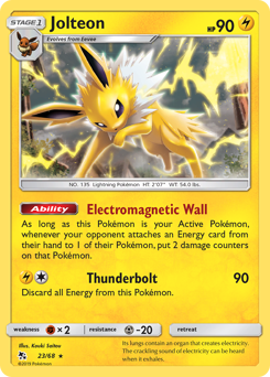Jolteon z edície Hidden Fates, karta č.23