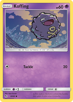 Koffing z edície Hidden Fates, karta č.28