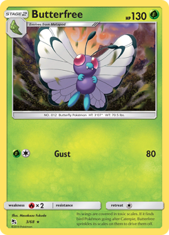 Butterfree z edície Hidden Fates, karta č.3