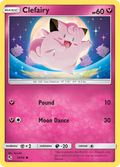Clefairy z edície Hidden Fates, karta č.39