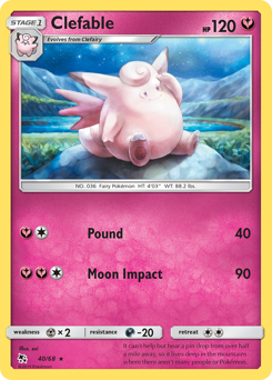 Clefable z edície Hidden Fates, karta č.40