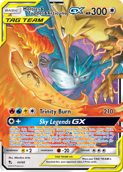 Moltres & Zapdos & Articuno-GX z edície Hidden Fates, karta č.44