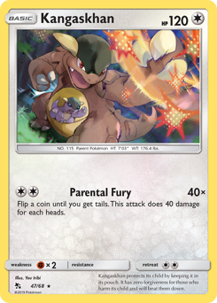 Kangaskhan z edície Hidden Fates, karta č.47