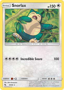 Snorlax z edície Hidden Fates, karta č.50