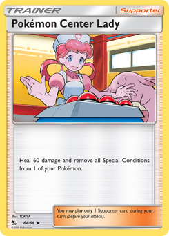 Pokémon Center Lady z edície Hidden Fates, karta č.64