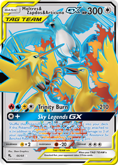 Moltres & Zapdos & Articuno-GX z edície Hidden Fates, karta č.66