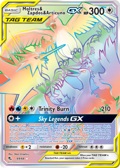 Moltres & Zapdos & Articuno-GX z edície Hidden Fates, karta č.69