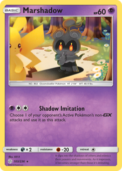 Marshadow z edície Cosmic Eclipse, karta č.103