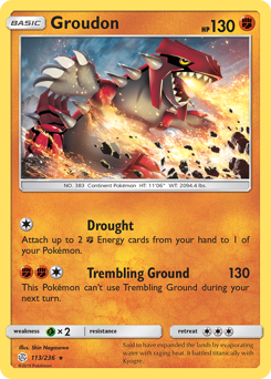 Groudon z edície Cosmic Eclipse, karta č.113