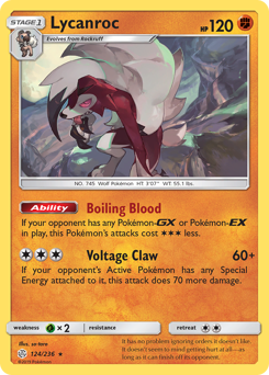 Lycanroc z edície Cosmic Eclipse, karta č.124