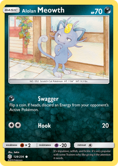 Alolan Meowth z edície Cosmic Eclipse, karta č.128