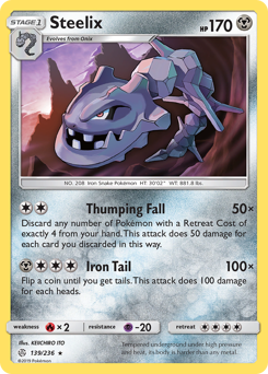 Steelix z edície Cosmic Eclipse, karta č.139