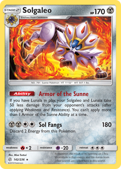Solgaleo z edície Cosmic Eclipse, karta č.142