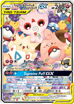 Togepi & Cleffa & Igglybuff-GX z edície Cosmic Eclipse, karta č.143a