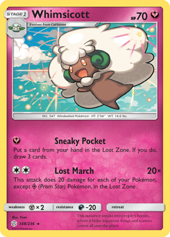 Whimsicott z edície Cosmic Eclipse, karta č.148