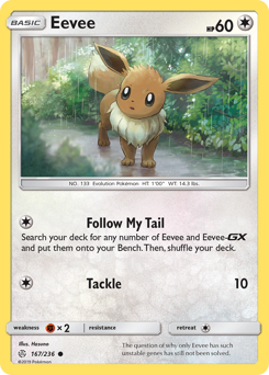 Eevee z edície Cosmic Eclipse, karta č.167