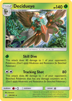 Decidueye z edície Cosmic Eclipse, karta č.20