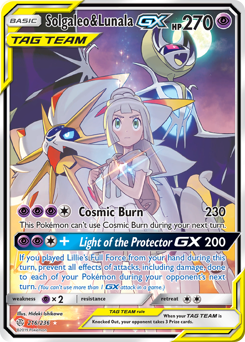 Solgaleo & Lunala-GX z edície Cosmic Eclipse, karta č.216