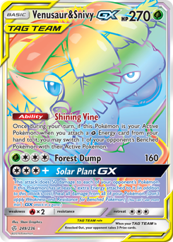 Venusaur & Snivy-GX z edície Cosmic Eclipse, karta č.249
