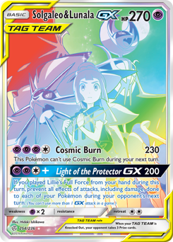 Solgaleo & Lunala-GX z edície Cosmic Eclipse, karta č.254