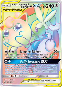 Mega Lopunny & Jigglypuff-GX z edície Cosmic Eclipse, karta č.261